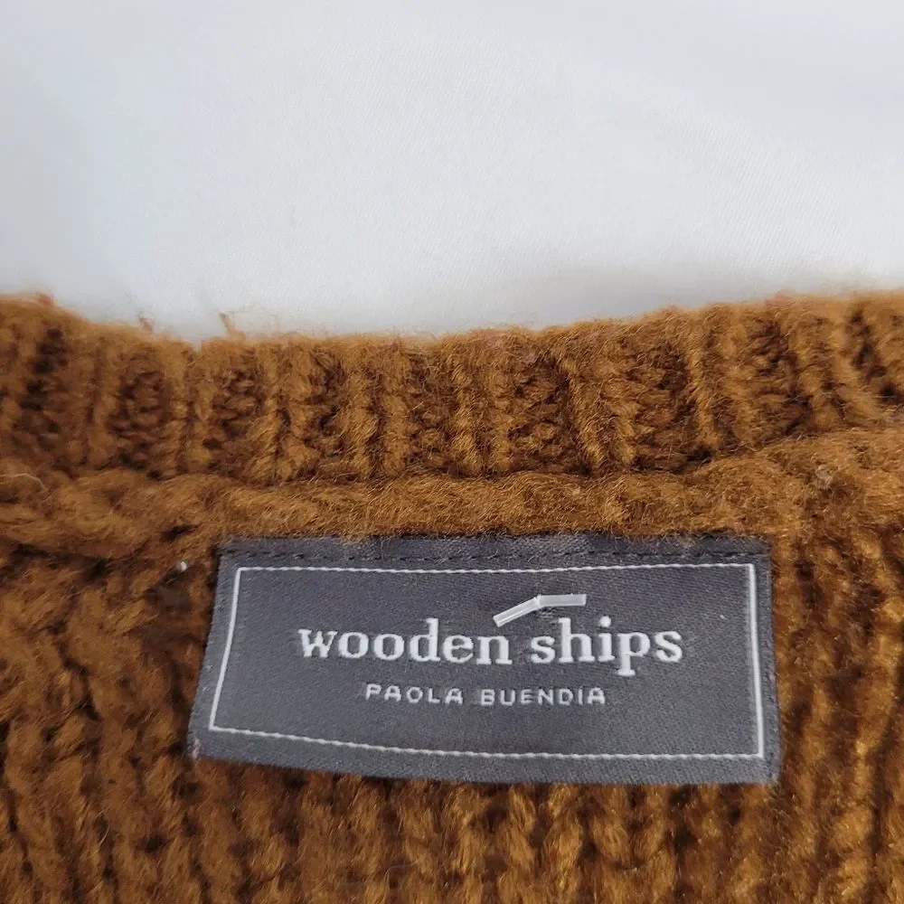 WOODEN SHIPS sweater rust color crew‎ neck oversized mohair blend S/M